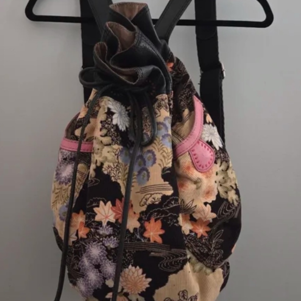 Lucky Brand Floral Patterned Backpack - Black and Pink